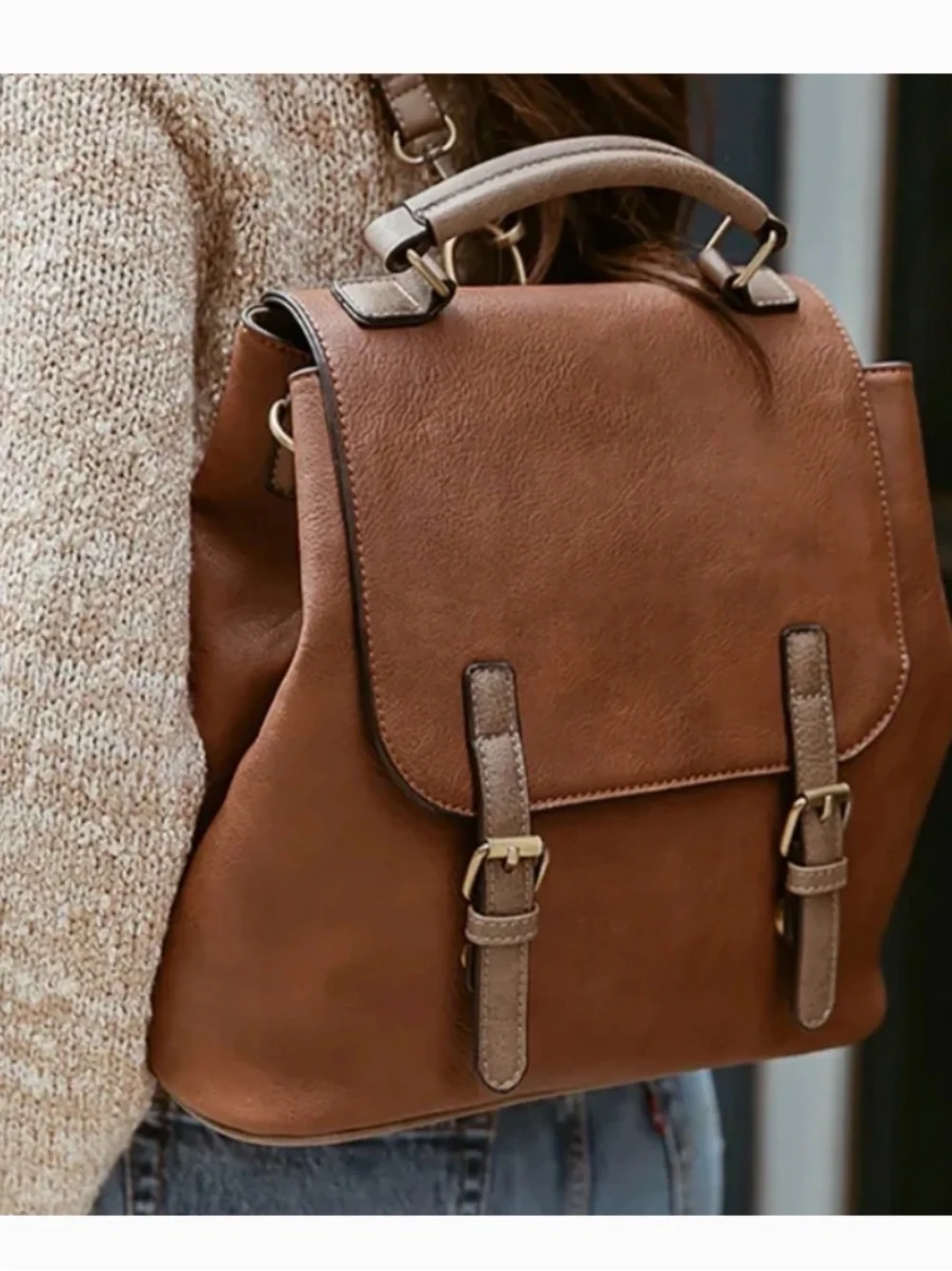 JEN & CO Brooks convertible backpack shoulder bag Rosewood